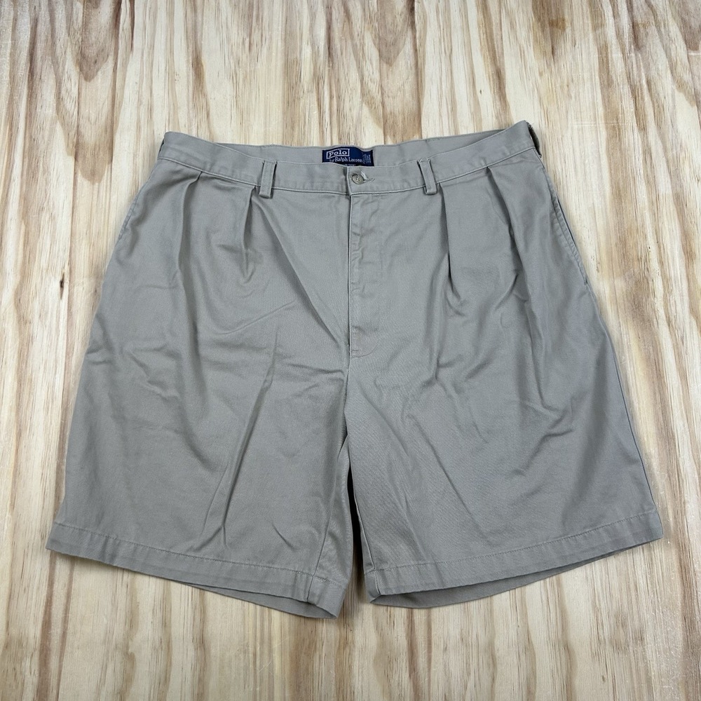 Polo Ralph Lauren Men's Tyler Shorts 40x9 Beige Pleated Chino Classic Fit